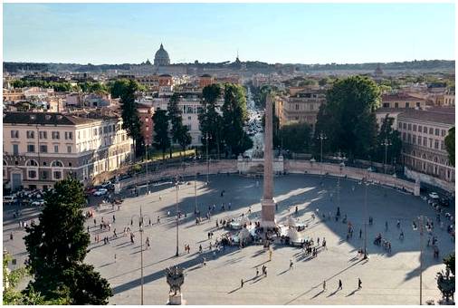 Мы гуляем по площади Пласа-дель-Пополо в Риме.