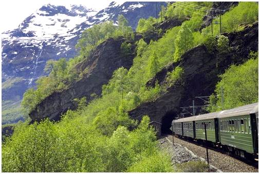 Поездка на поезде по норвежским фьордам.