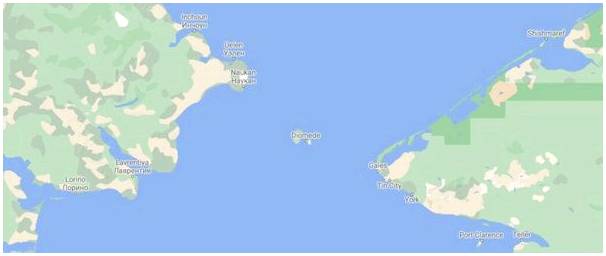 Острова Димеда, граница двух миров